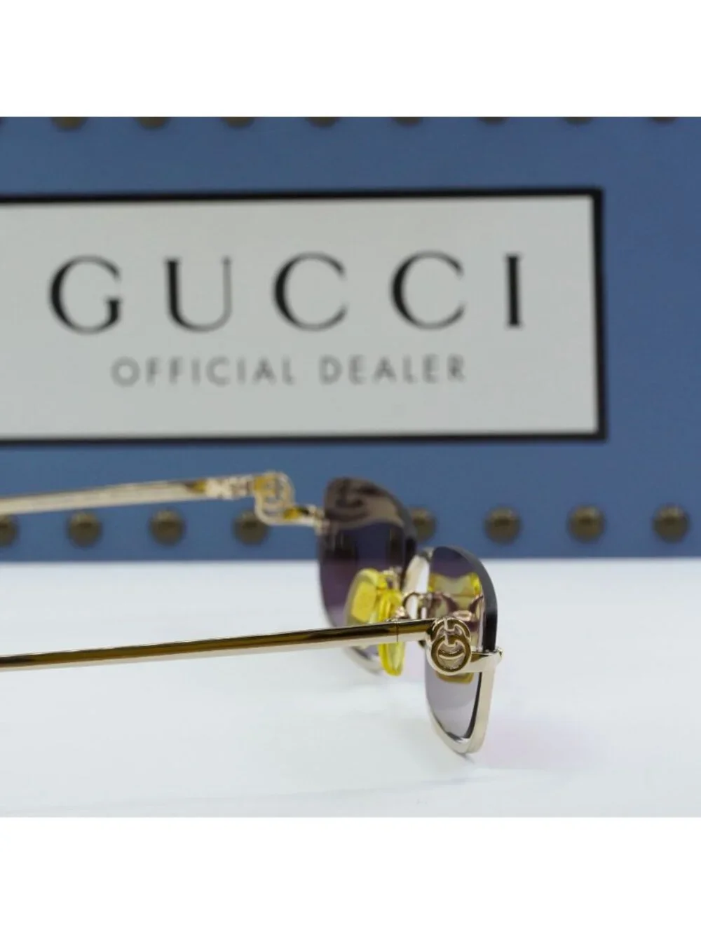 Gucci GG1278S 005 Rectangle Sunglasses - Gold / Violet